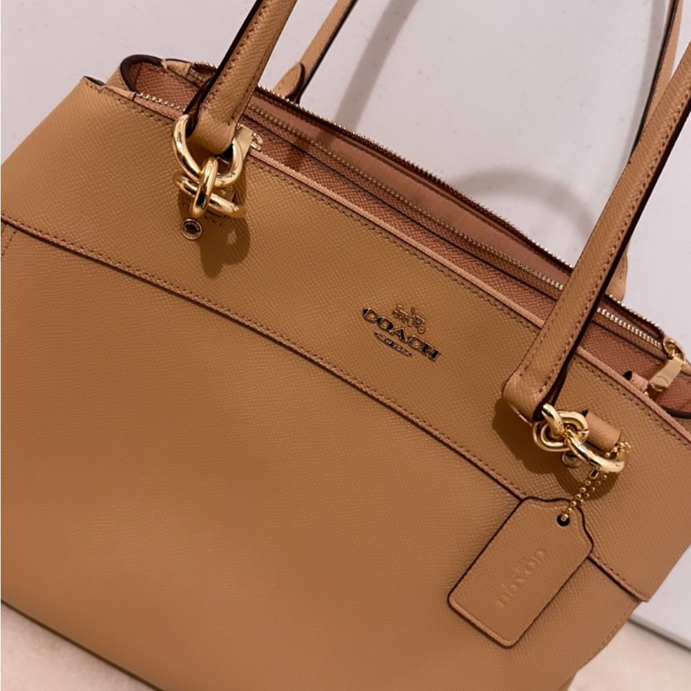 Coach Tan Crossbody Tote with Gold Hardware